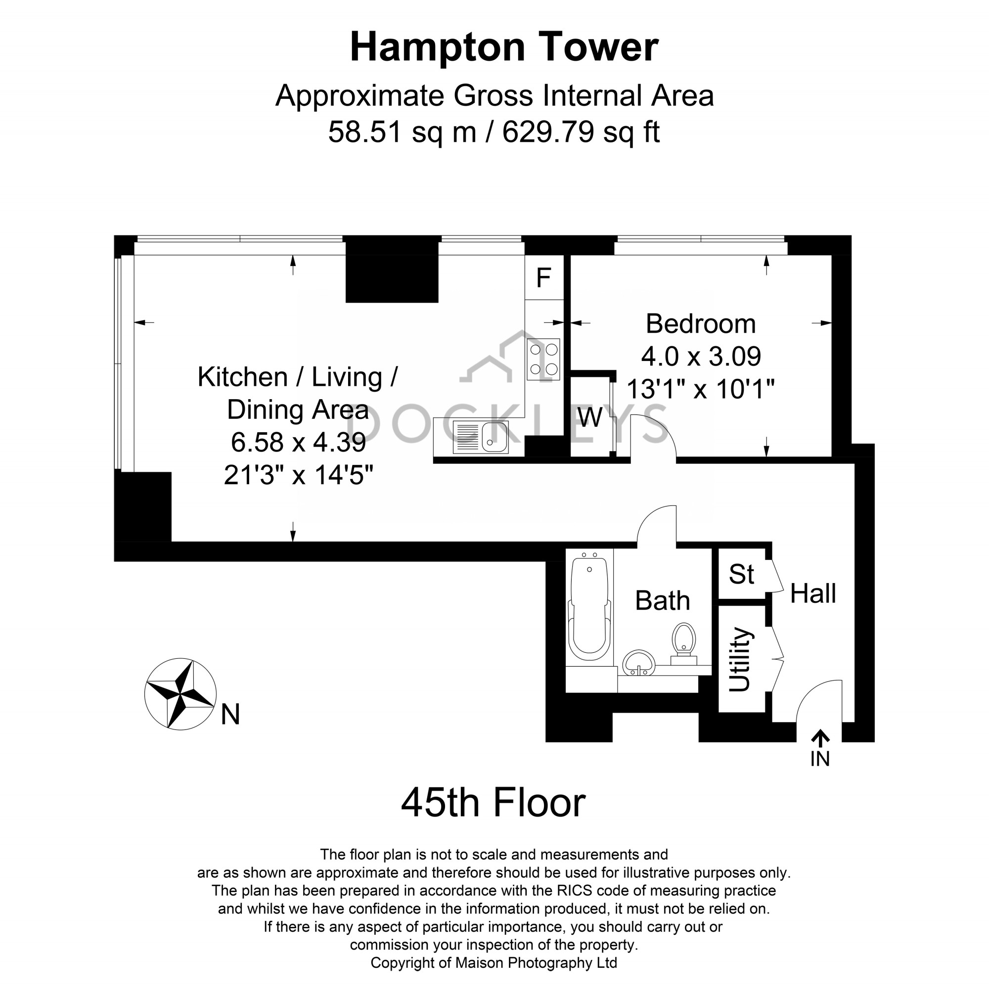 Apartment 4504 Hampton Tower, 75 Marsh Wall, Canary Wharf, London floorplan