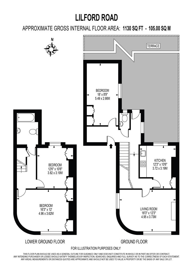 Flat B, 1 Lilford Road, London floorplan