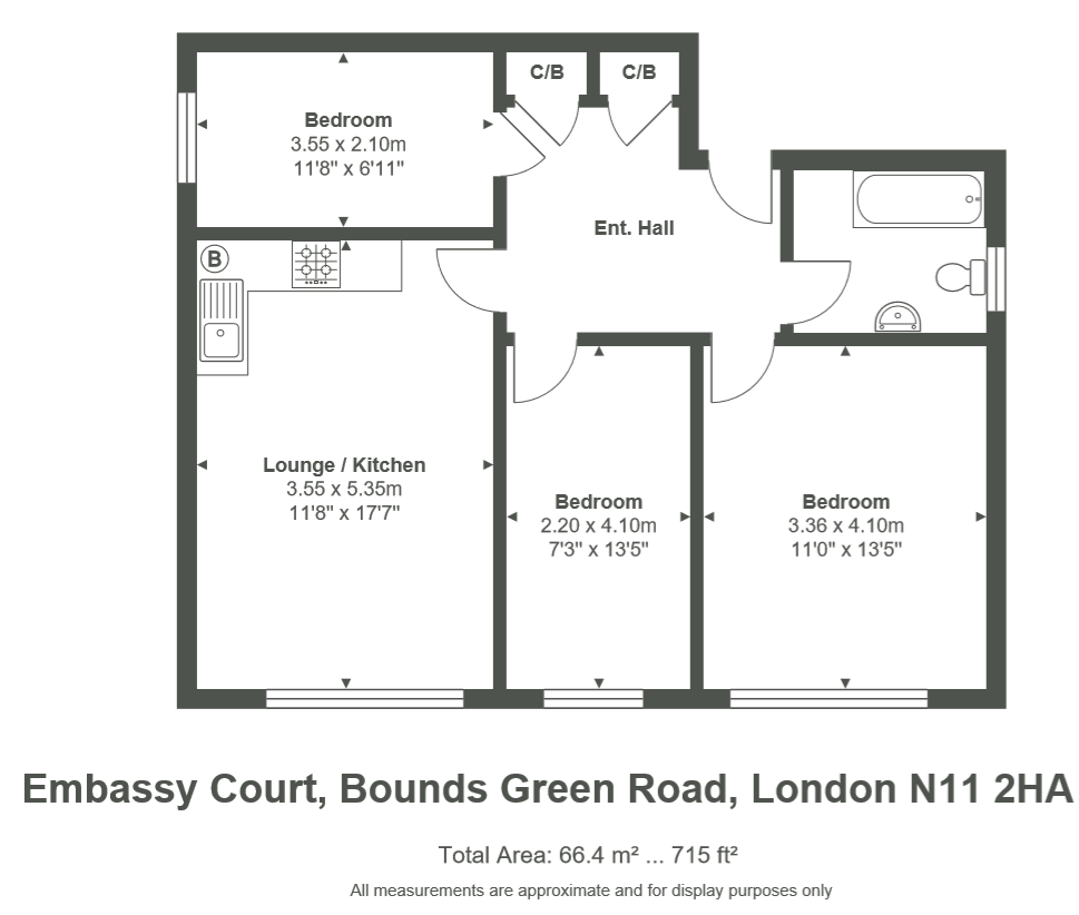 3 Bedrooms Flat to rent in Embassy Court, Bounds Green Road N11