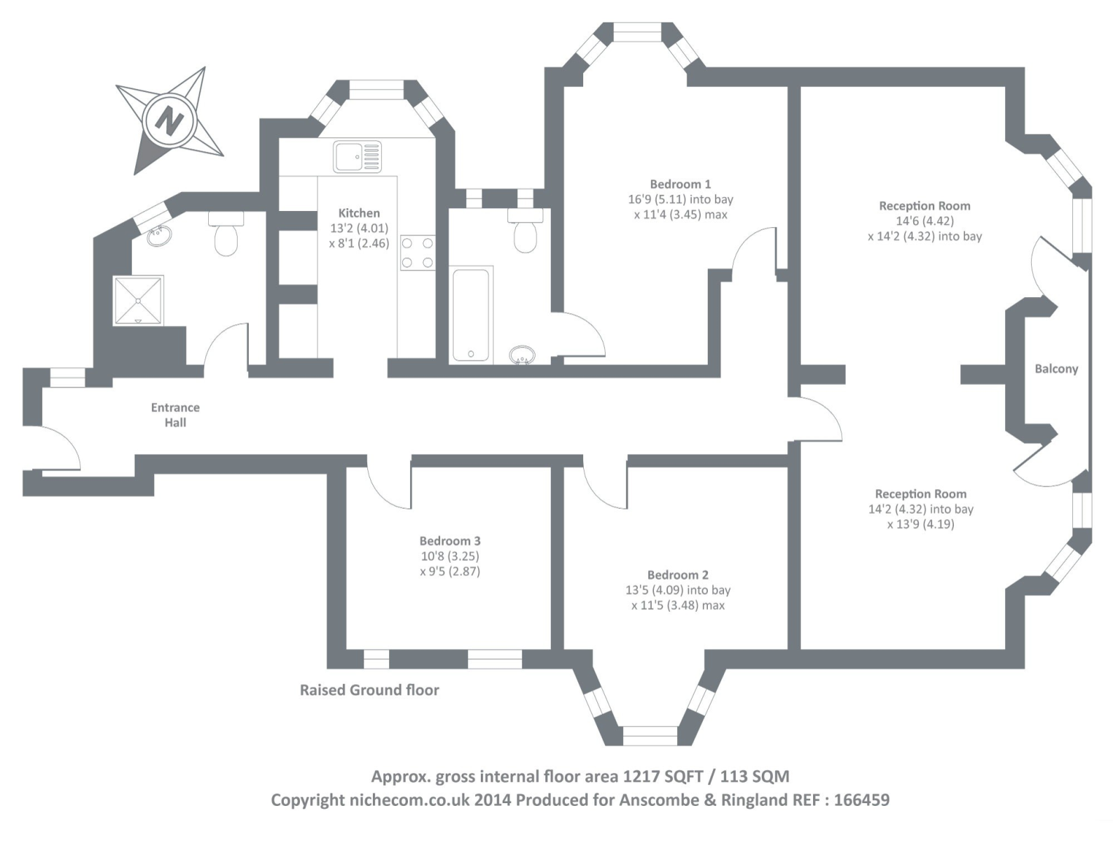 Flat 3 Abbey Court,, Abbey Road, London floorplan