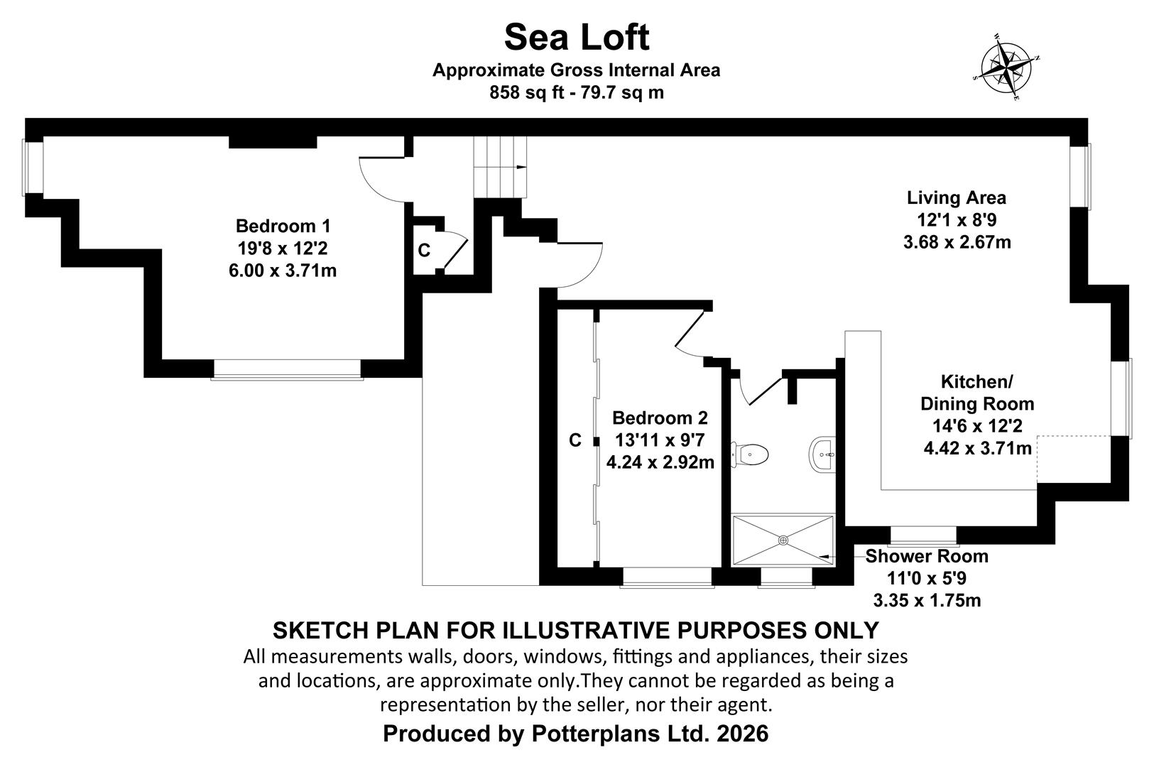 Sea Loft, Flat 5 Plas Yn Dre, Seaview floorplan