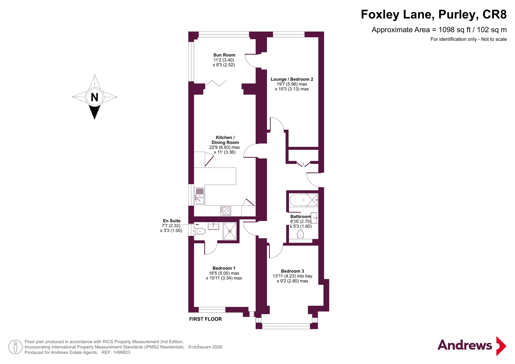 Flat 4, Pearl Gates Court, 61, Foxley Lane, Purley floorplan