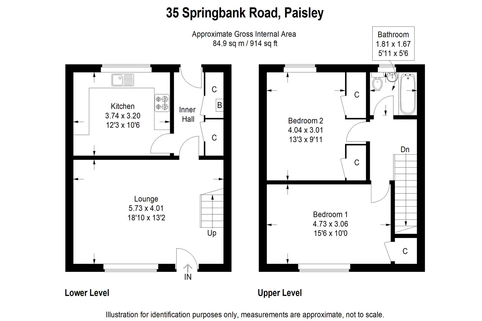 Springbank Road, Paisley PA3, 2 bedroom end terrace house for sale