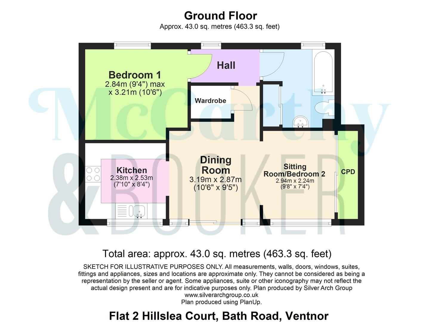 Flat 2, Hillslea Court,, Bath Road, Ventnor floorplan
