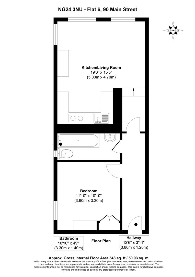 Flat 6, 90, Main Street, Newark floorplan