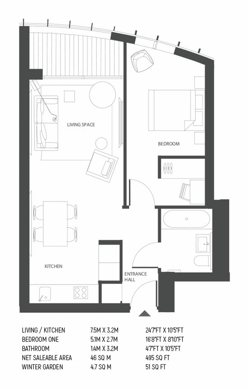 1 Bedrooms Flat to rent in Sky Gardens, 155 Wandsworth Road, Nine Elms, London SW8