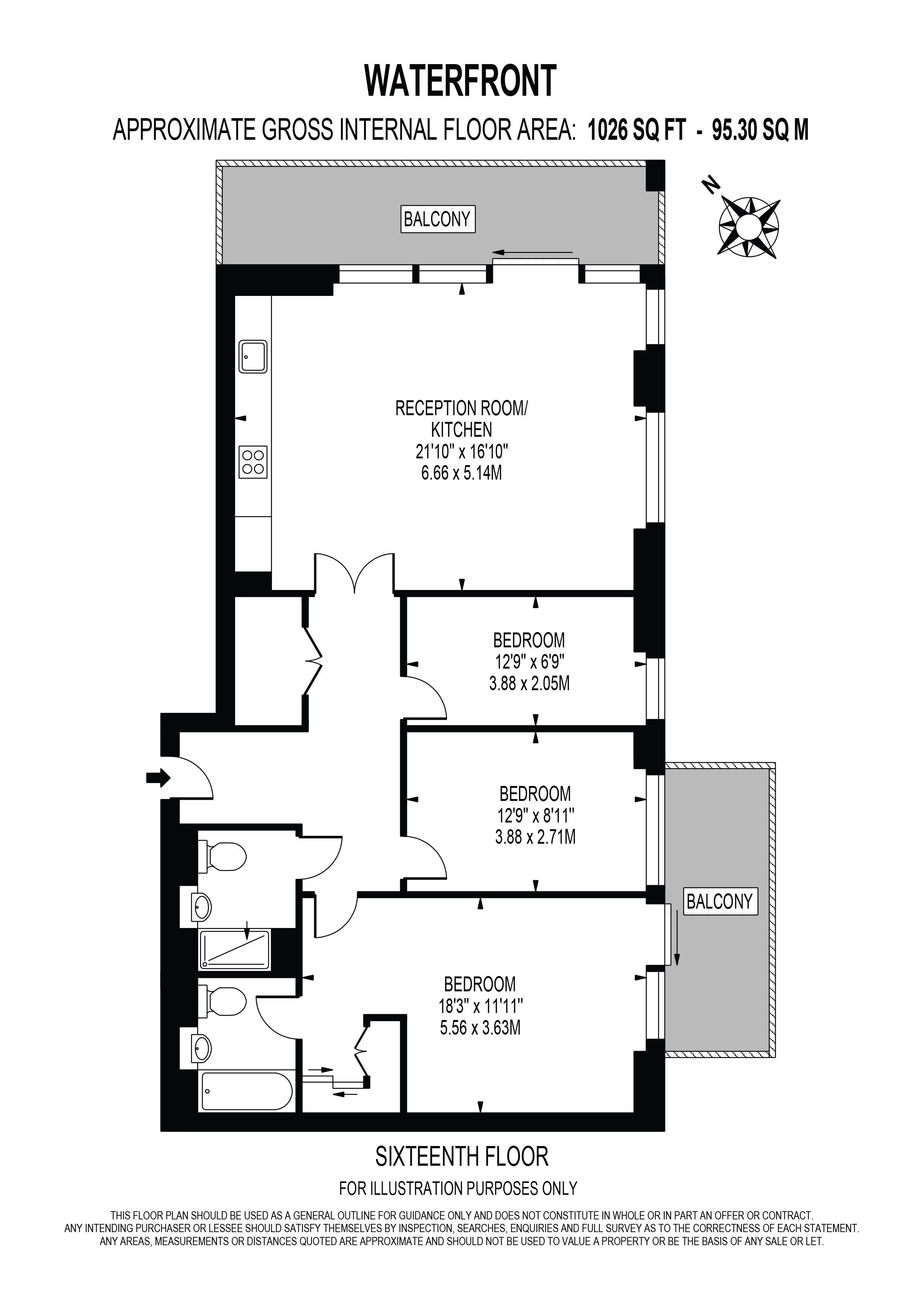 Flat 1606 Norton House, Duke of Wellington Avenue, London floorplan