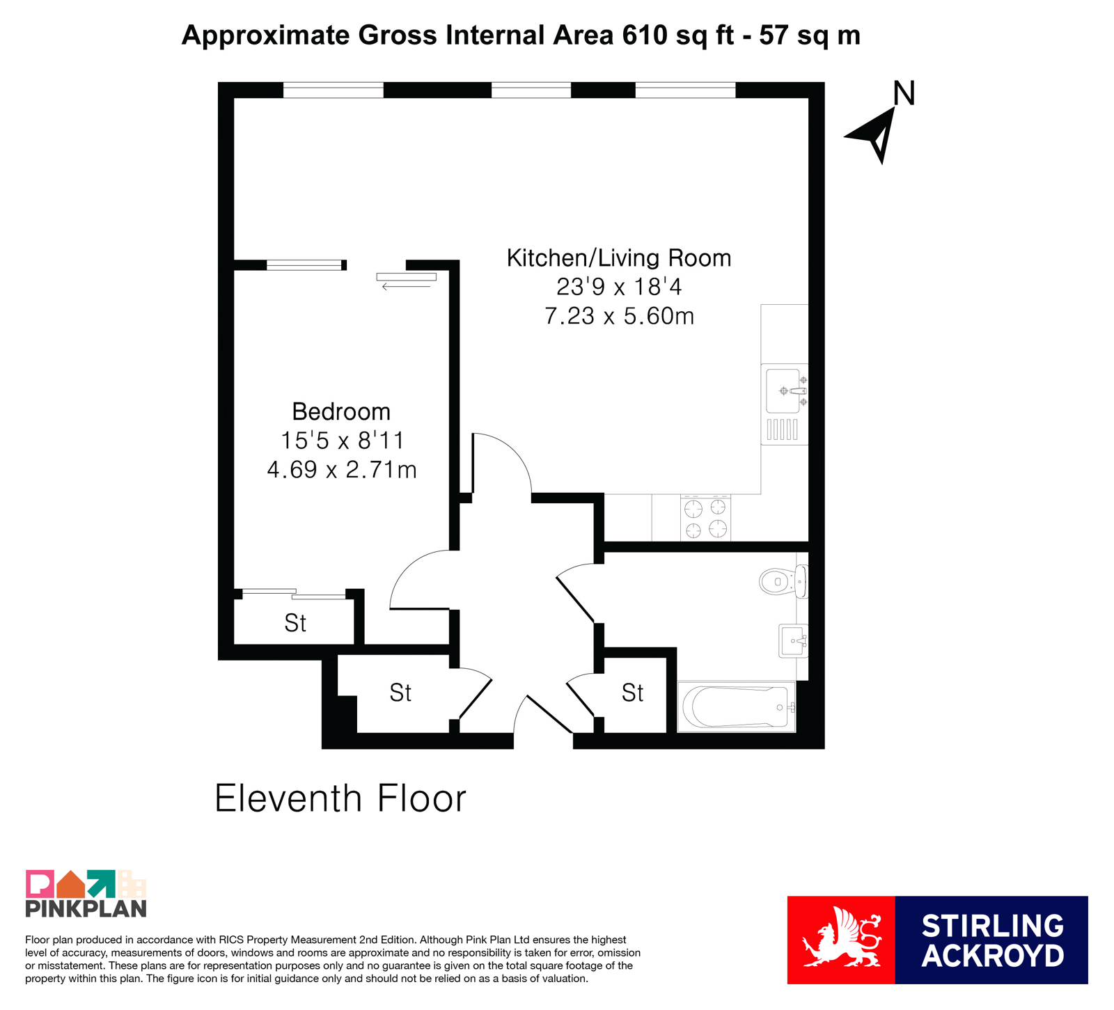 1103, Sky View Tower, 12, High Street, London floorplan