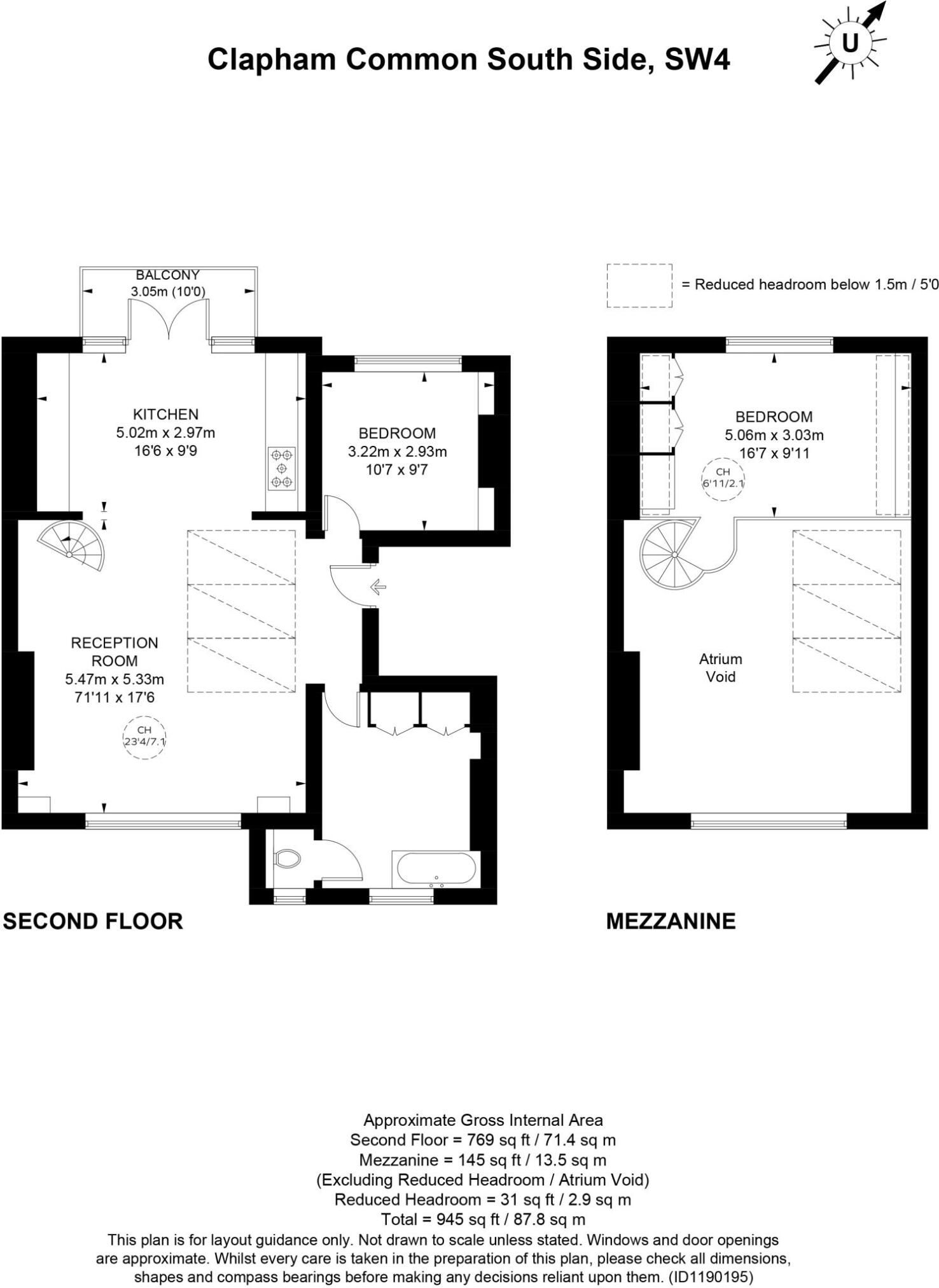 The Penthouse, 73 Clapham Common South Side, London floorplan