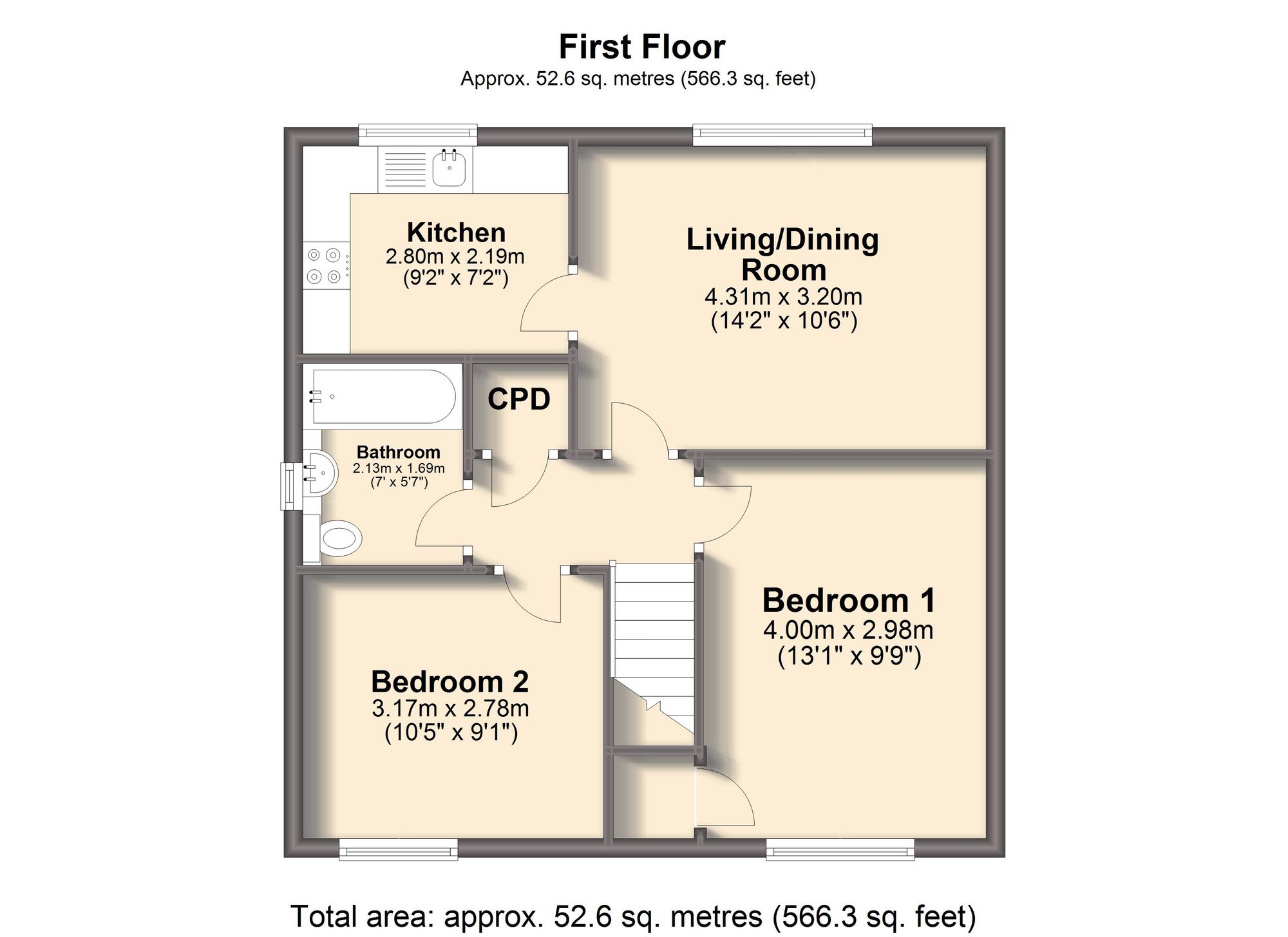 57 Worcester Close, Chesterfield floorplan