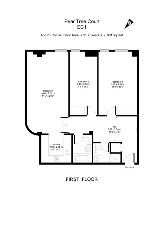 Flat 5, 6, Pear Tree Court, London floorplan