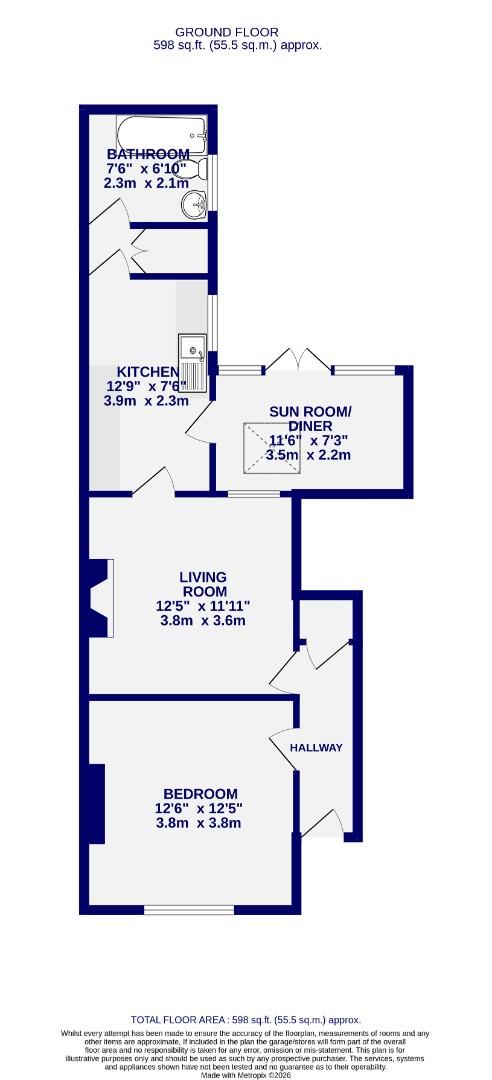 Flat 2, 16, Heslington Lane, York floorplan