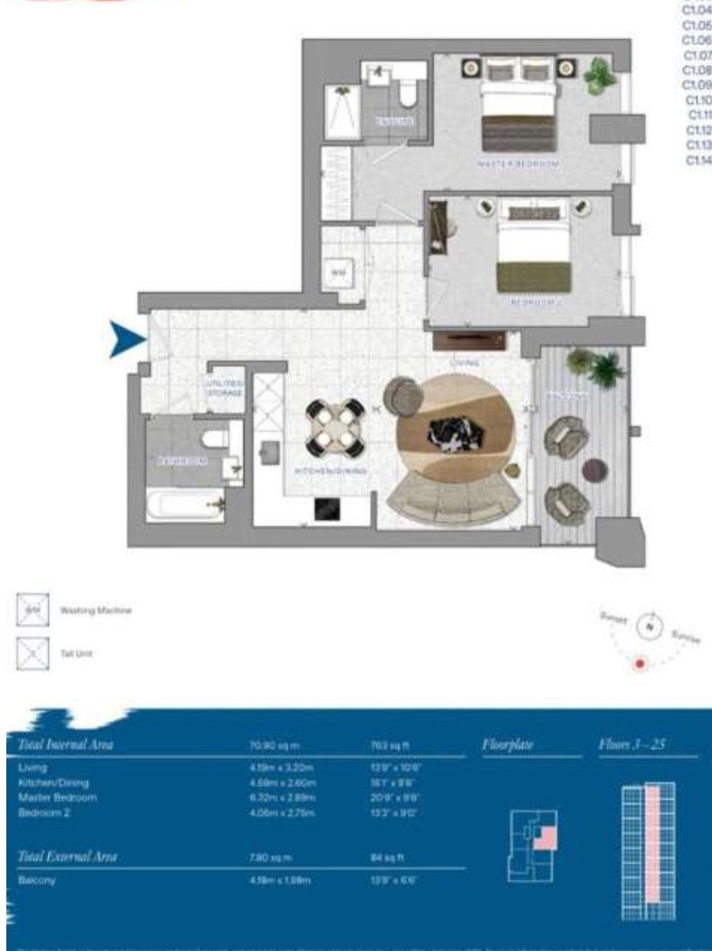 Apartment 1603, Bouchon Point, London floorplan