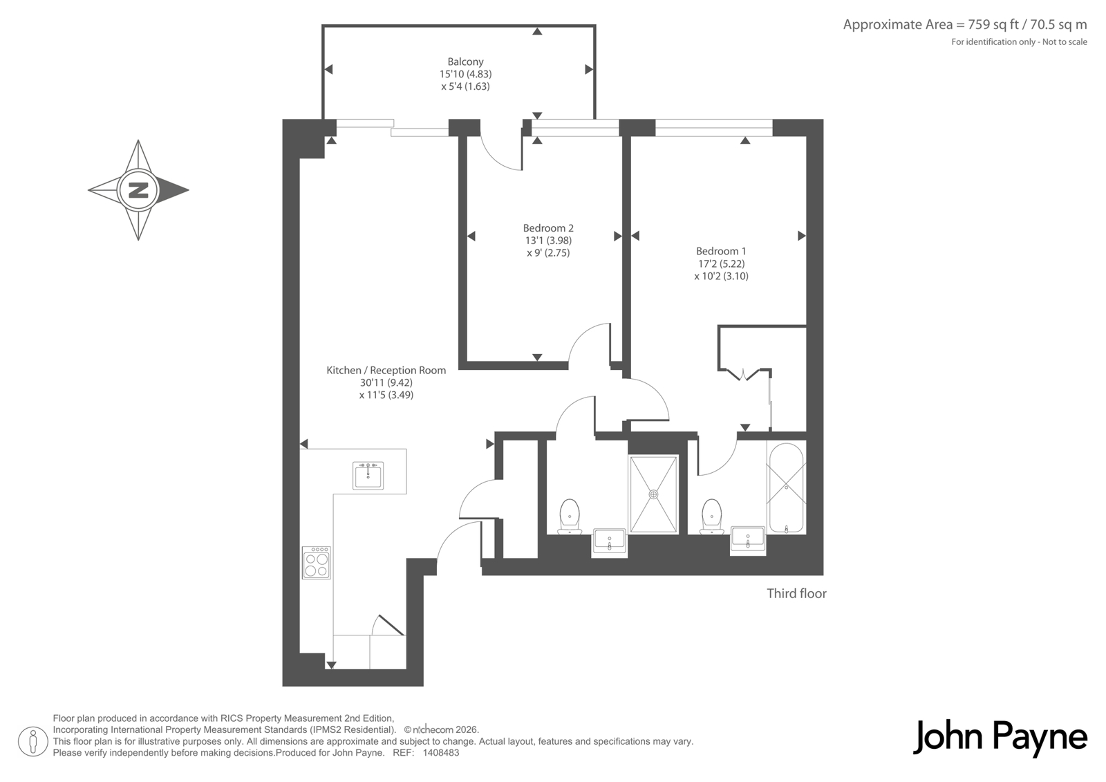 Flat 302, Deveraux House,, Duke of Wellington Avenue, Royal Arsenal floorplan