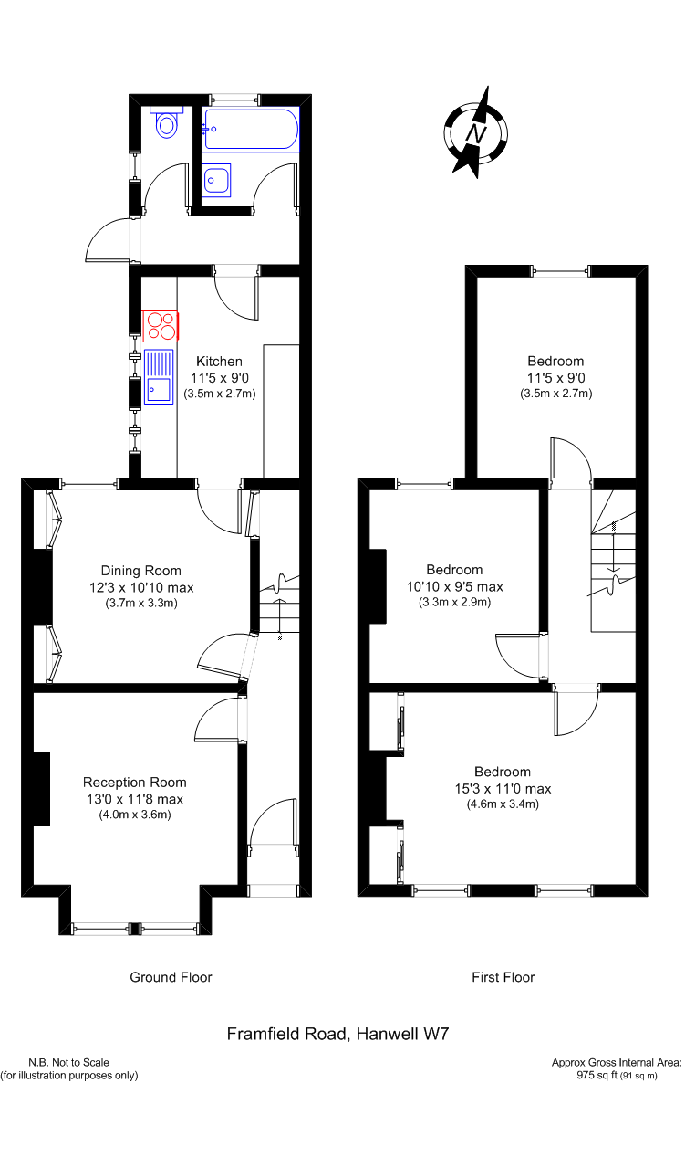 3 Bedrooms Terraced house to rent in Framfield Road, Hanwell, London W7