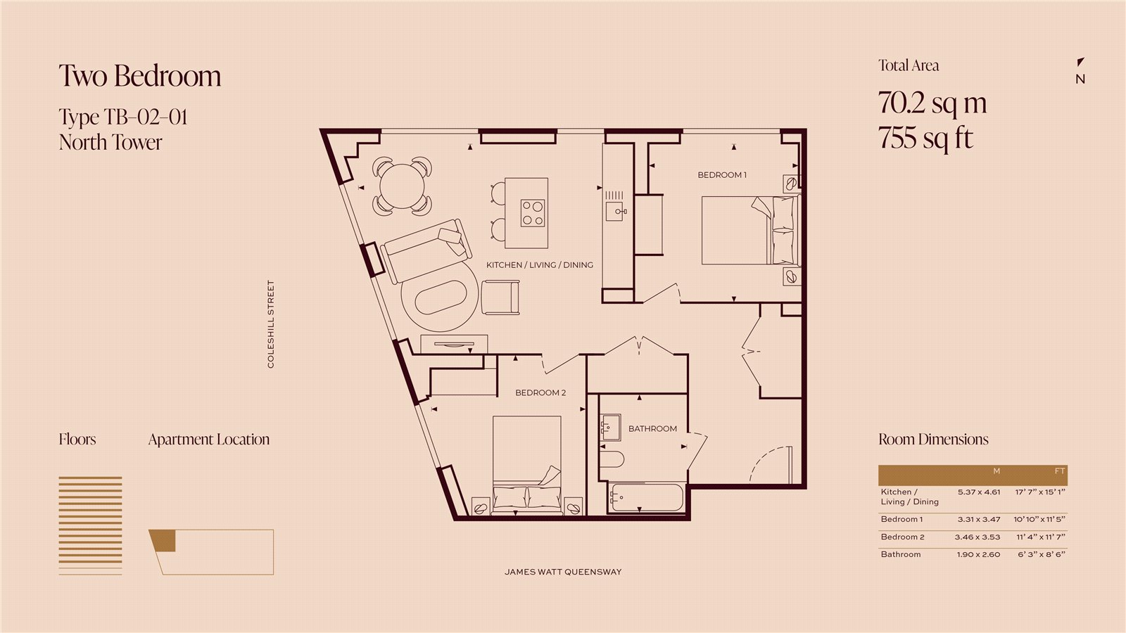 Apartment 509,, One Eastside, 2 Jennens Road, Birmingham floorplan