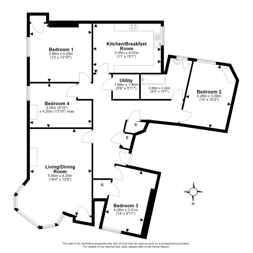 3 2f1, Merchiston Crescent, Edinburgh floorplan