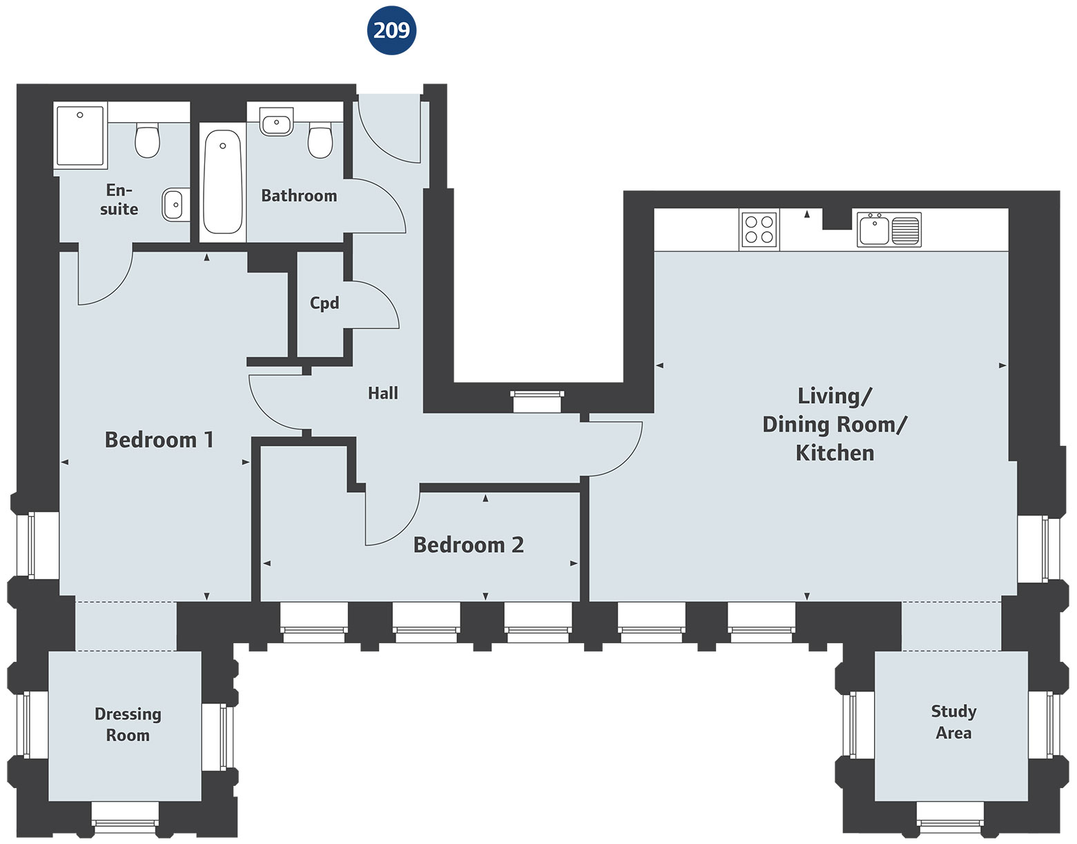 2 Bedrooms Flat for sale in 