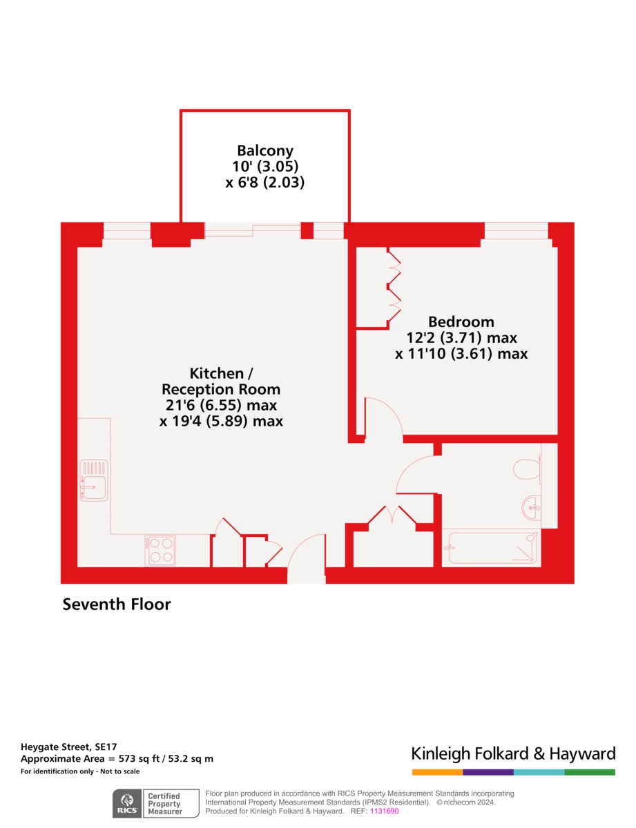 Flat 708, Siddal Apartments, 6, Heygate Street, London floorplan
