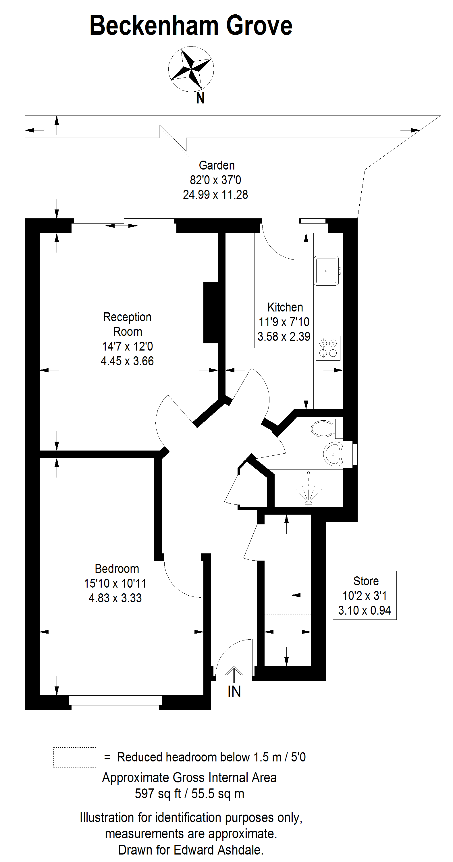 Beckenham Grove, Shortlands, Bromley BR2, 1 bedroom flat for sale
