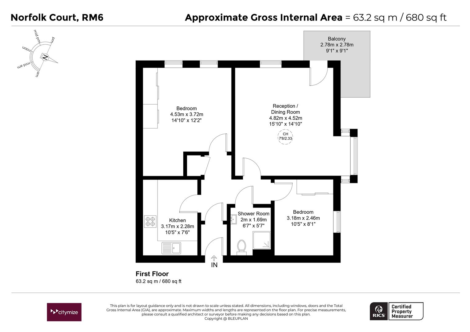 Flat 24, Norfolk Court, Glandford Way, Chadwell Heath floorplan