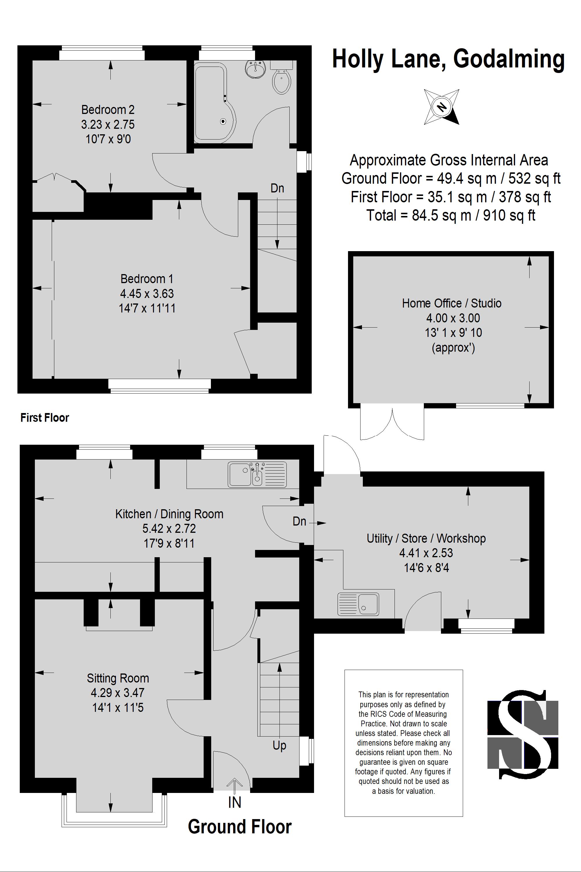 2 Bedrooms Terraced house for sale in Holly Lane, Godalming GU7