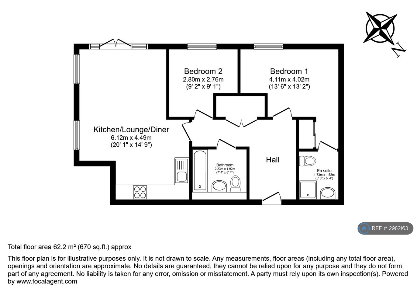 Flat  Britannia Wharf, Monument Road, Woking floorplan