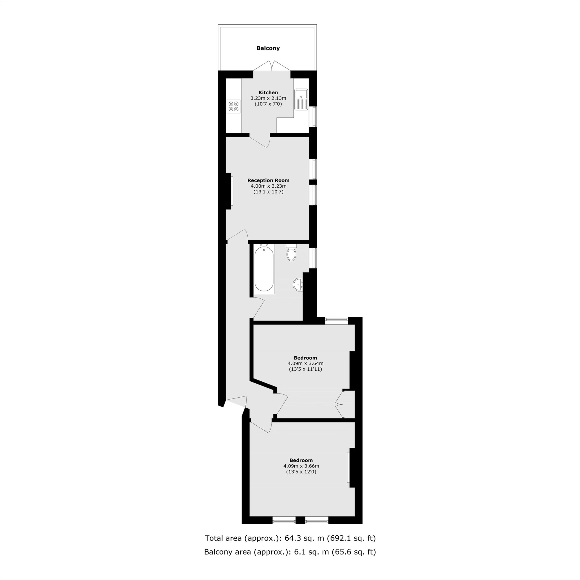 Flat 6, 142, Queenstown Road, London floorplan