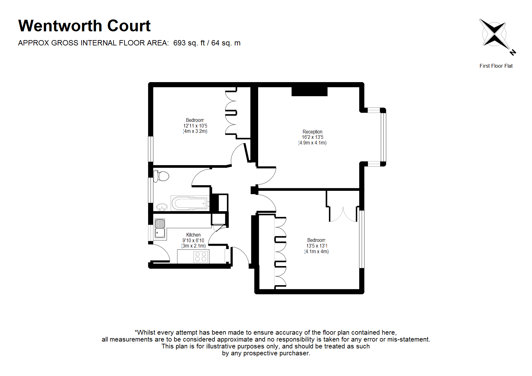 2 Bedrooms Flat to rent in Wentworth Court, St Marks Hill KT6