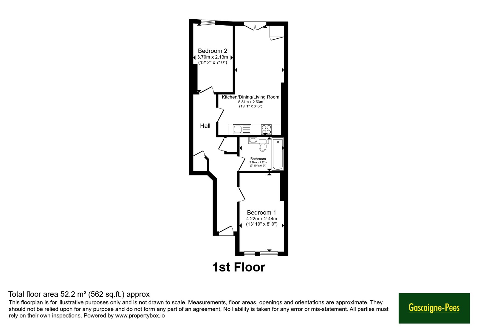 Flat 1, Meridian House,, Marketfield Road, Surrey floorplan