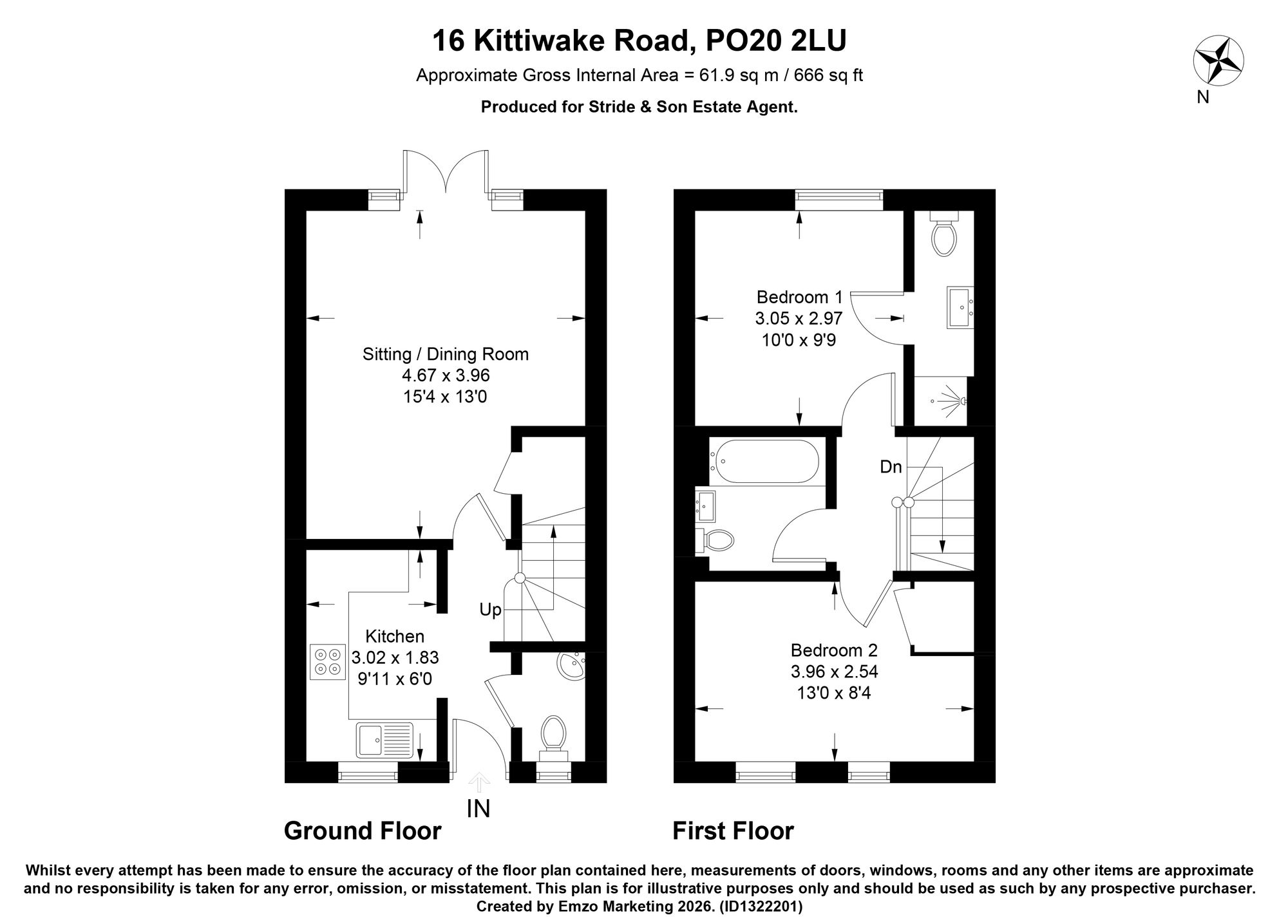 16, Kittiwake Road, Chichester, PO20 floorplan
