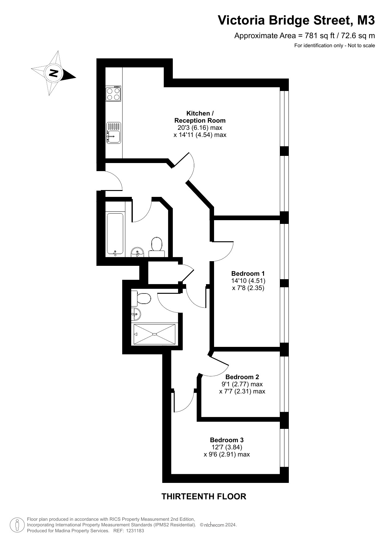Flat 1308 City Heights,, Victoria Bridge Street, Salford floorplan