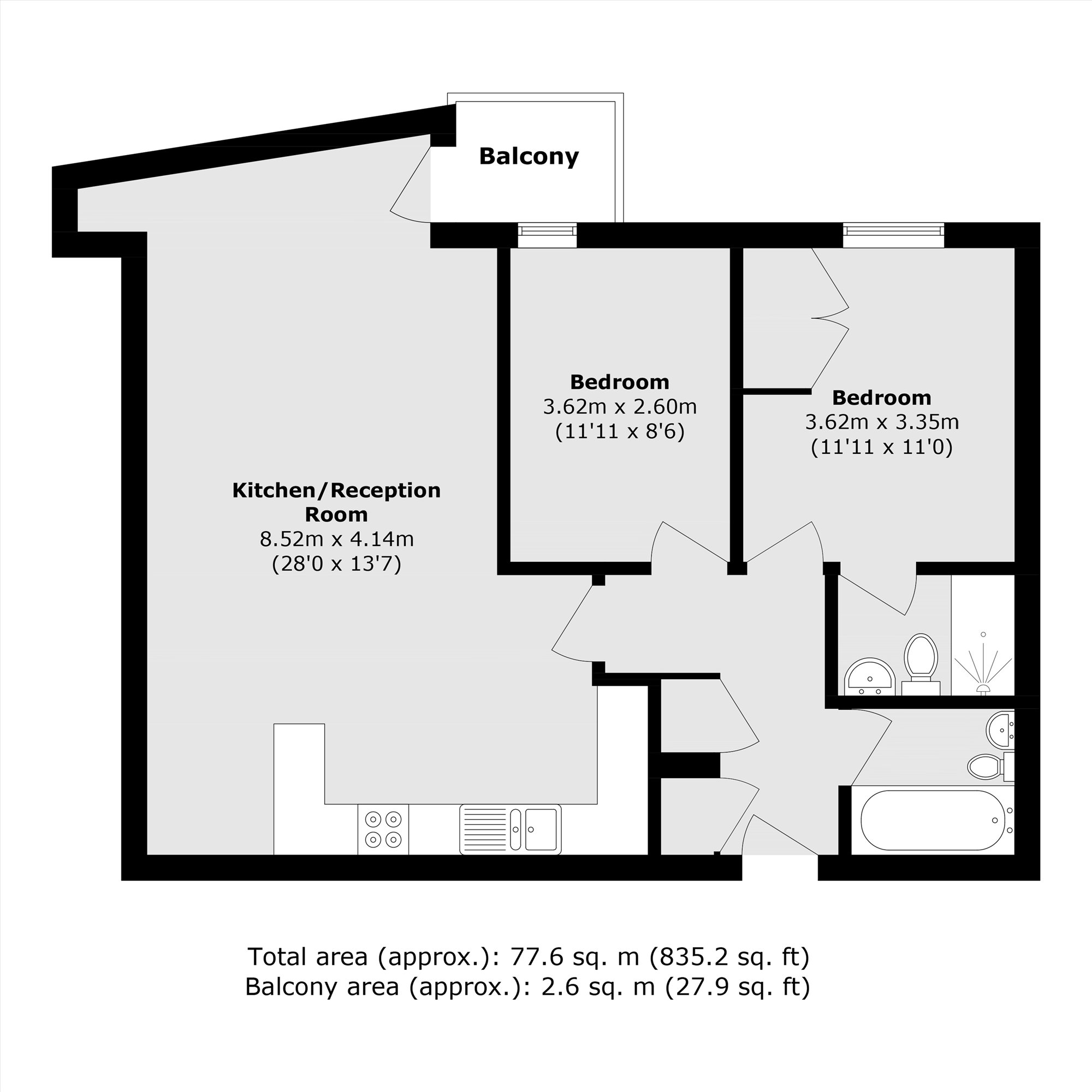 Flat 1, Longstone Court, 22, Great Dover Street, London floorplan