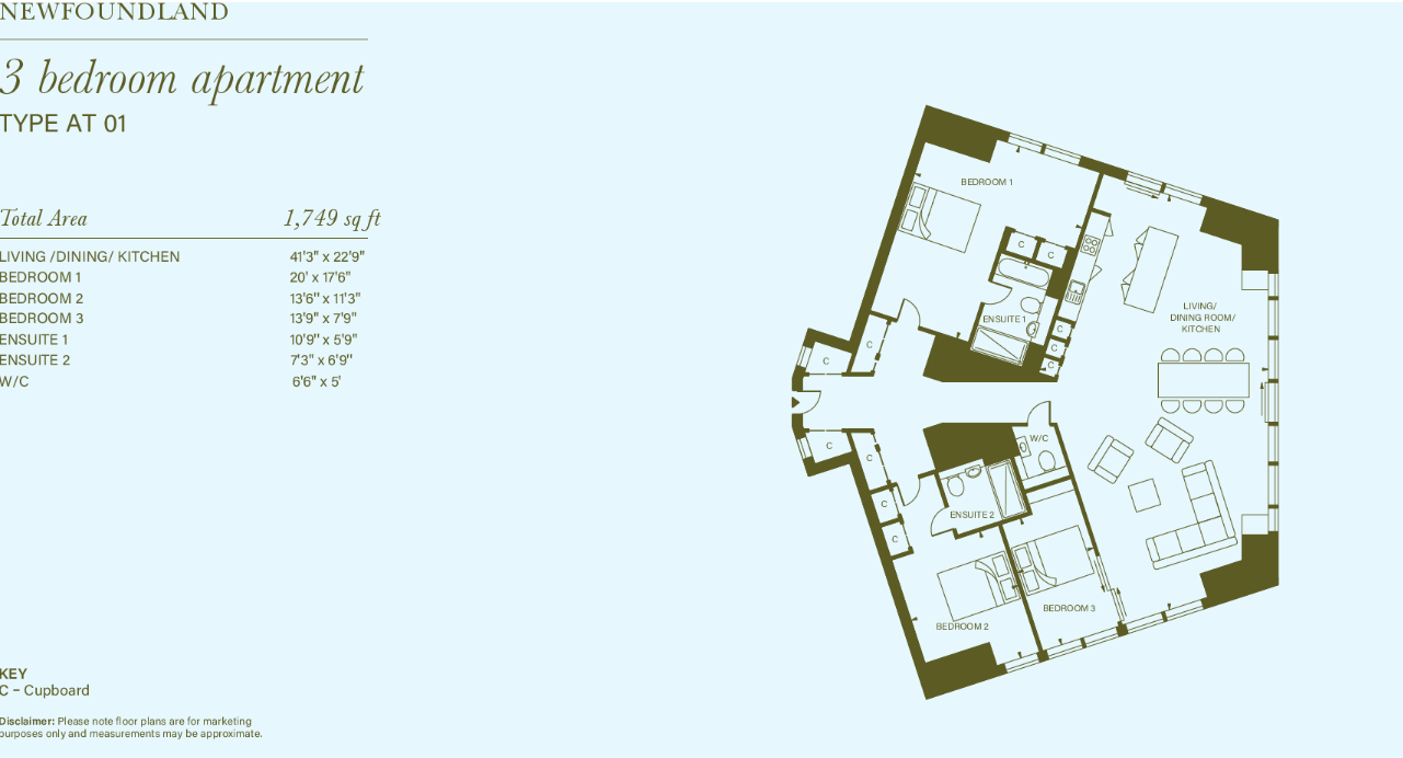 1, Newfoundland Place, London floorplan