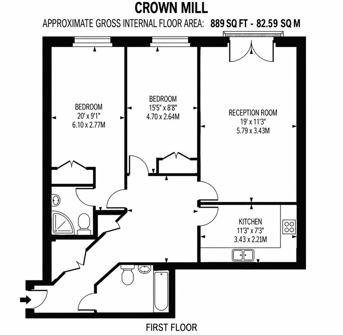 Flat 20, Crown Mill, London Road, Mitcham floorplan