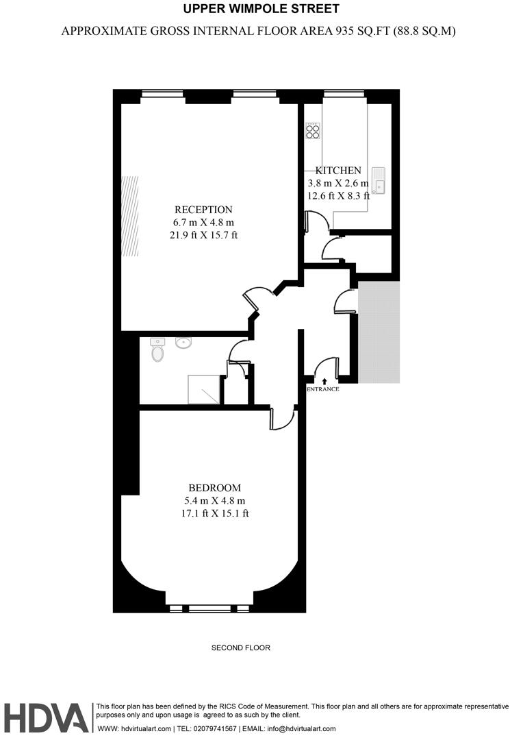 Flat 1, 22, Upper Wimpole Street, London floorplan