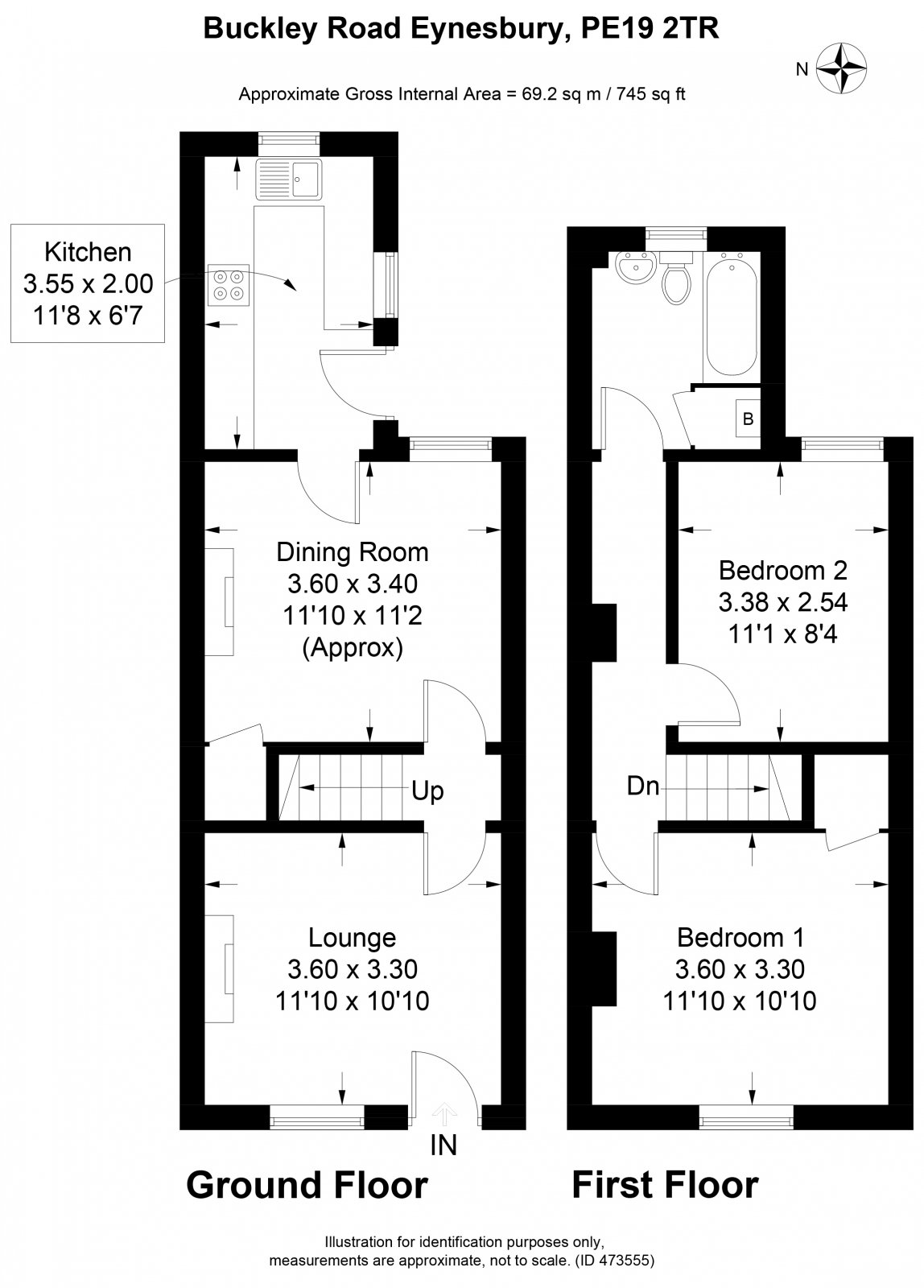 2 Bedrooms Terraced house for sale in Buckley Road, Eynesbury, St. Neots, Cambridgeshire PE19