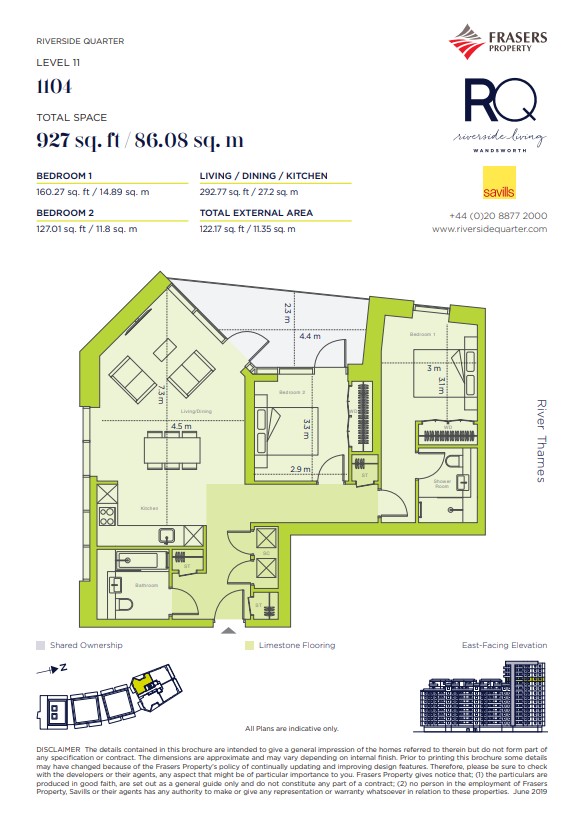 Apartment 1104 - Riverside Quarter,, 9 Eastfields, Wandsworth floorplan