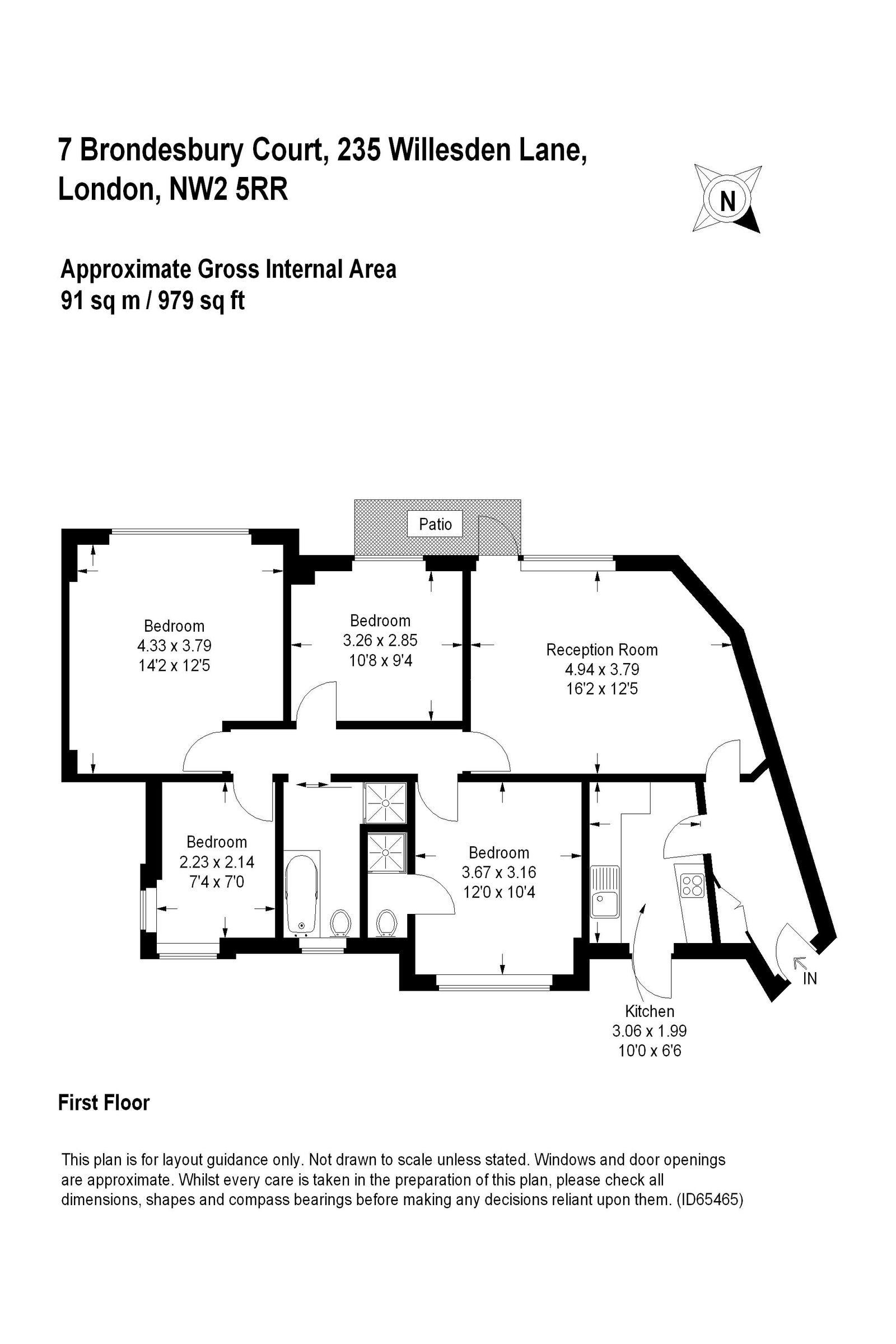 7 Brondesbury Court 235 Willesden Lane, London floorplan
