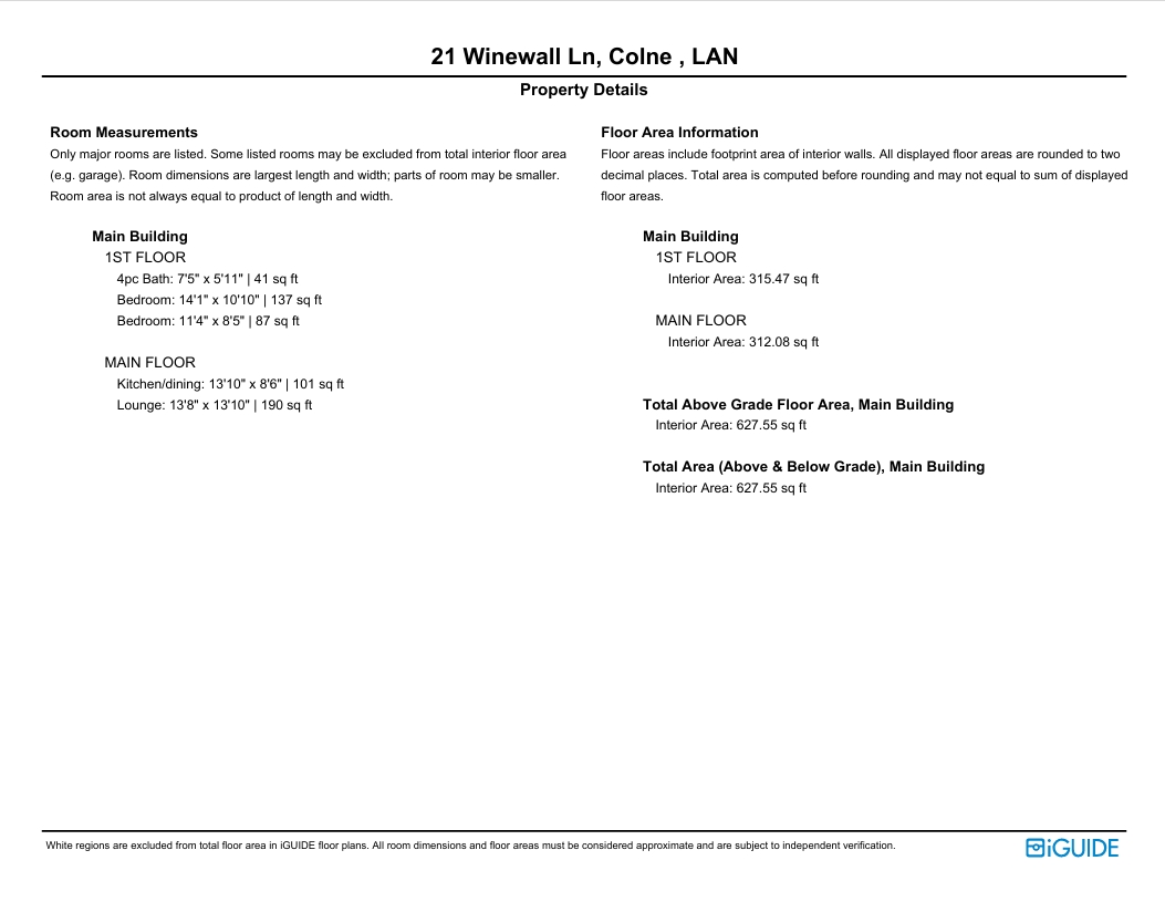 21, Winewall Lane, Colne floorplan