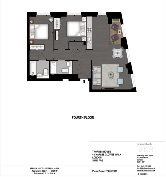 Flat 22, Thornes House, 4, Charles Clowes Walk, London floorplan