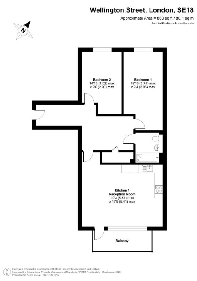 Flat 401, Golding Lodge, 45, Wellington Street, London floorplan