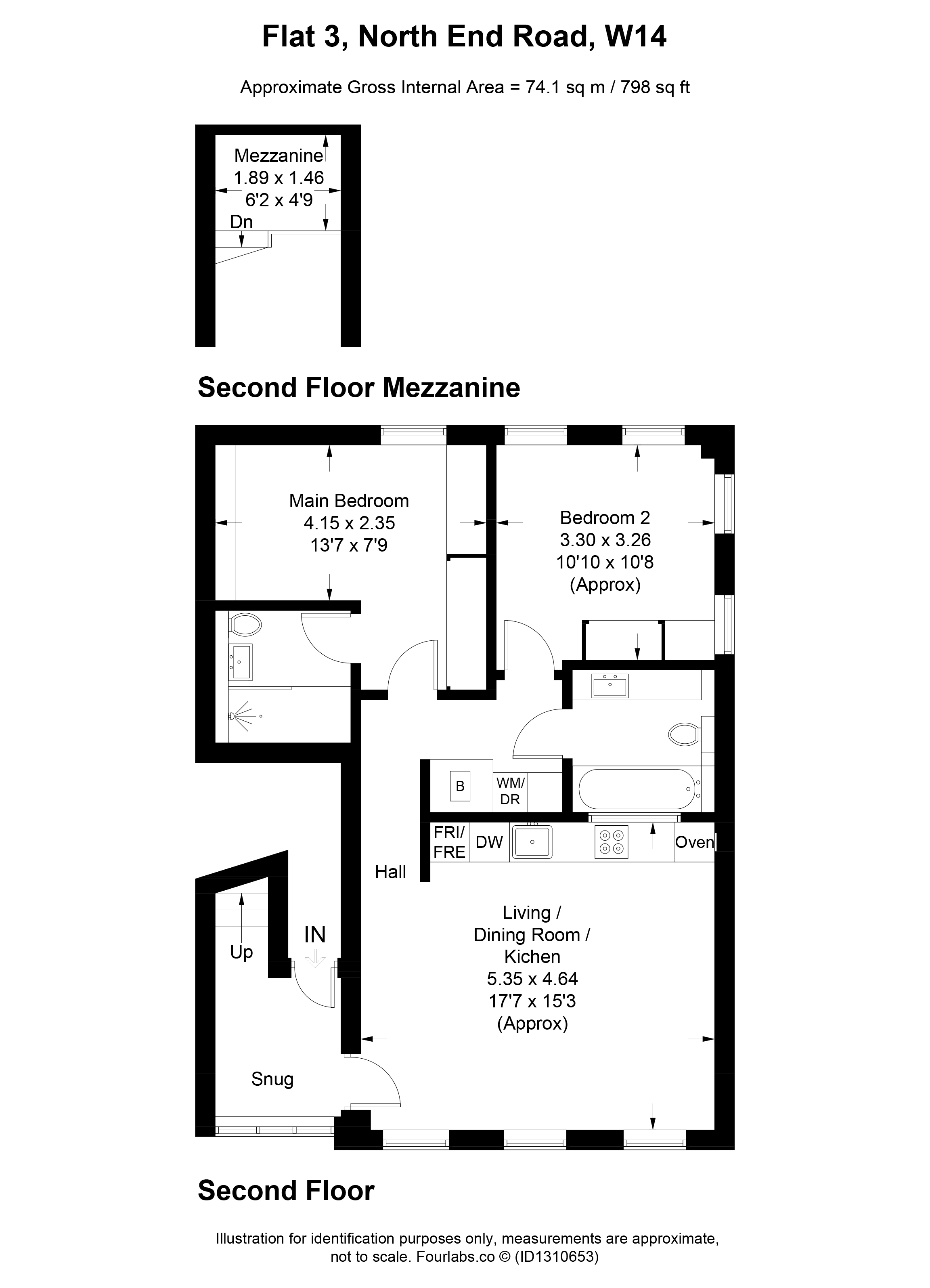 Flat 3, 34, North End Road, London floorplan