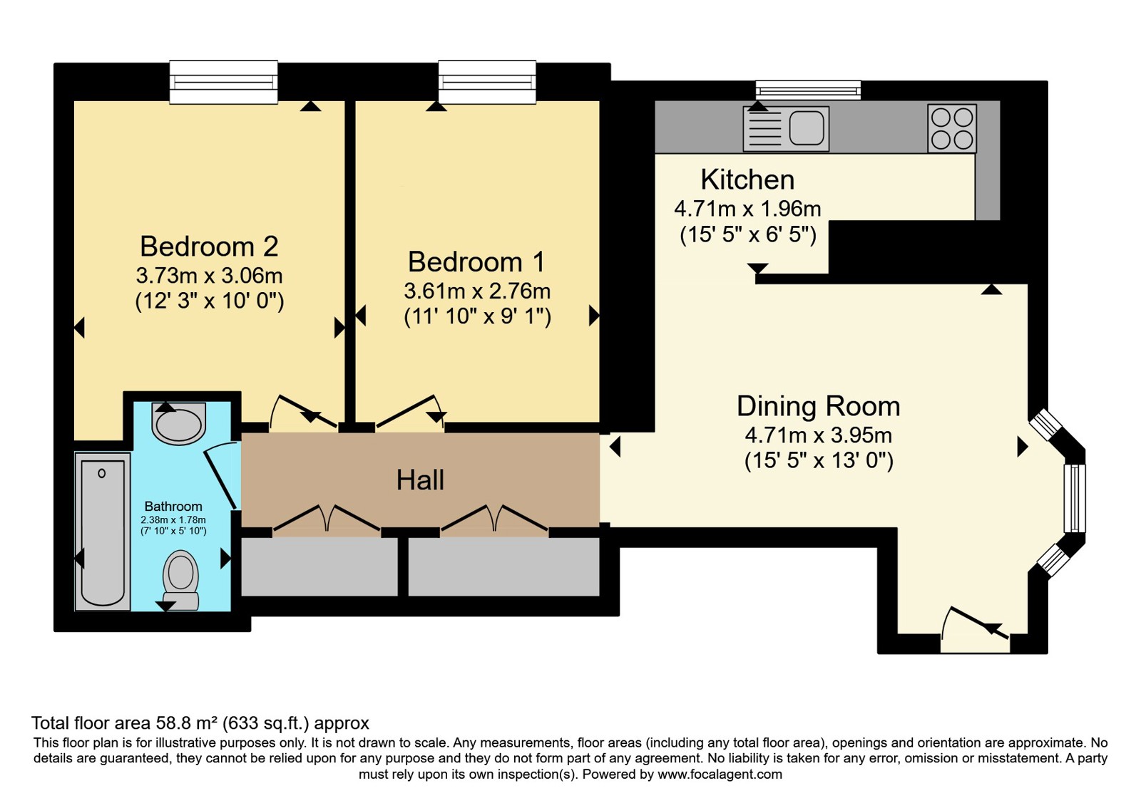Flat 2, The Liberal Club,, Union Square, Cornwall floorplan