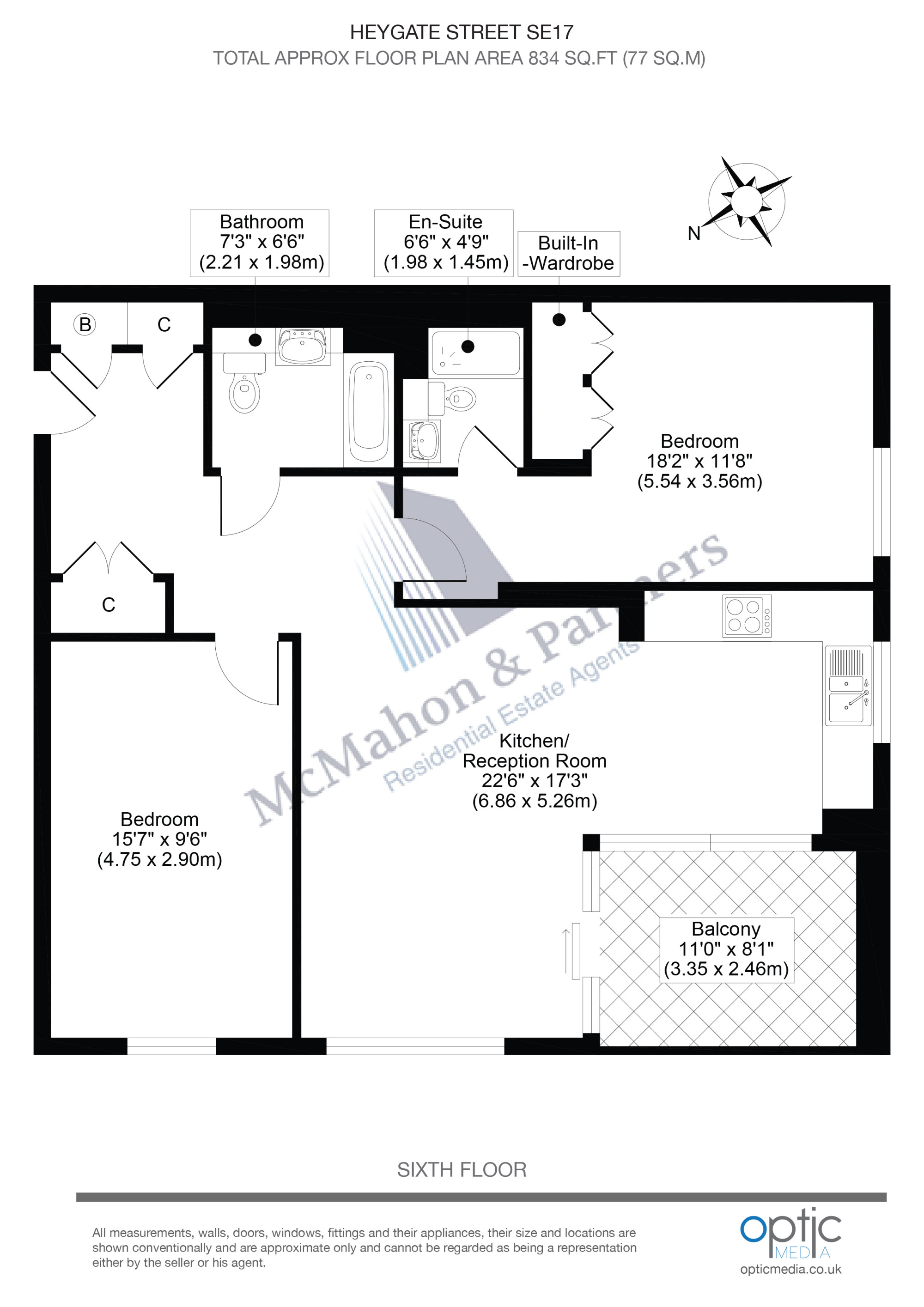 Apartment 603 Walton Heights,, 143 Walworth Road, London floorplan