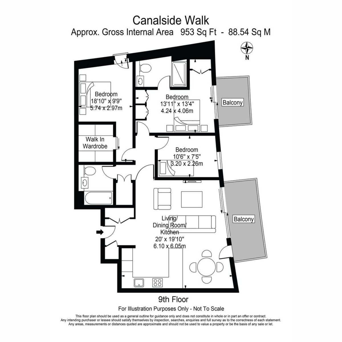 Flat Apartment 903, 3, Canalside Walk, London floorplan