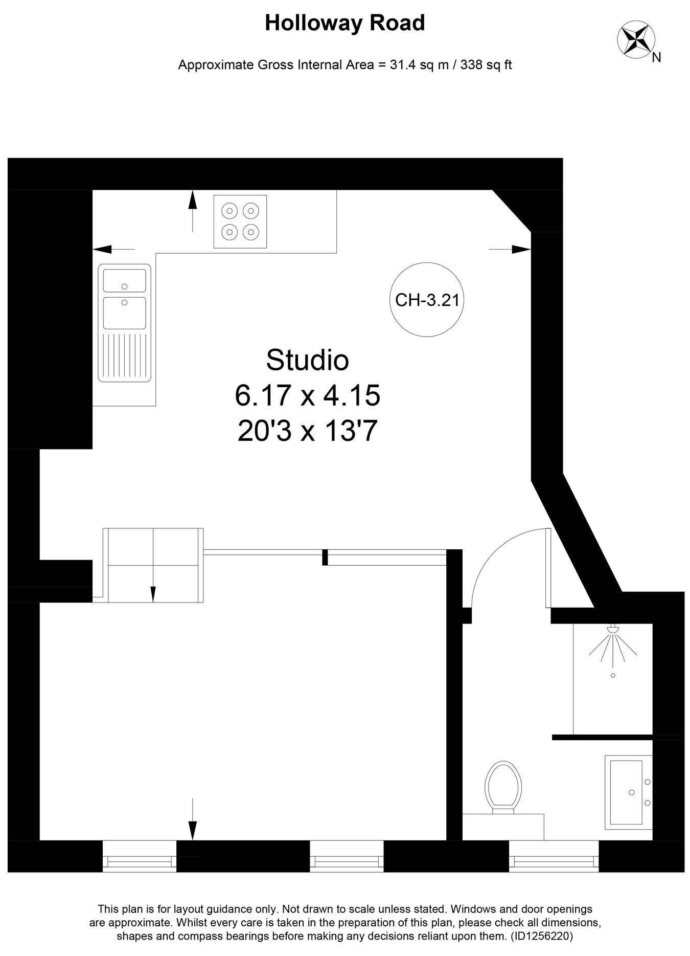 Studio 44, 286-288, Holloway Road, London floorplan