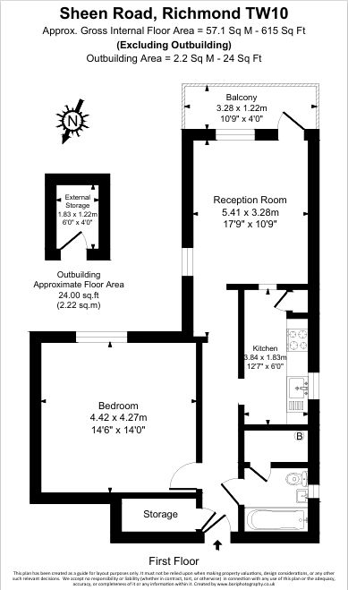 Flat H, 210 Sheen Road, Richmond floorplan