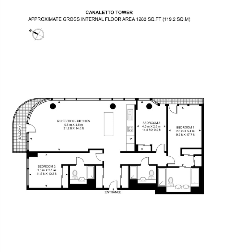 Flat C304 Canaletto Tower,, City Road, London floorplan