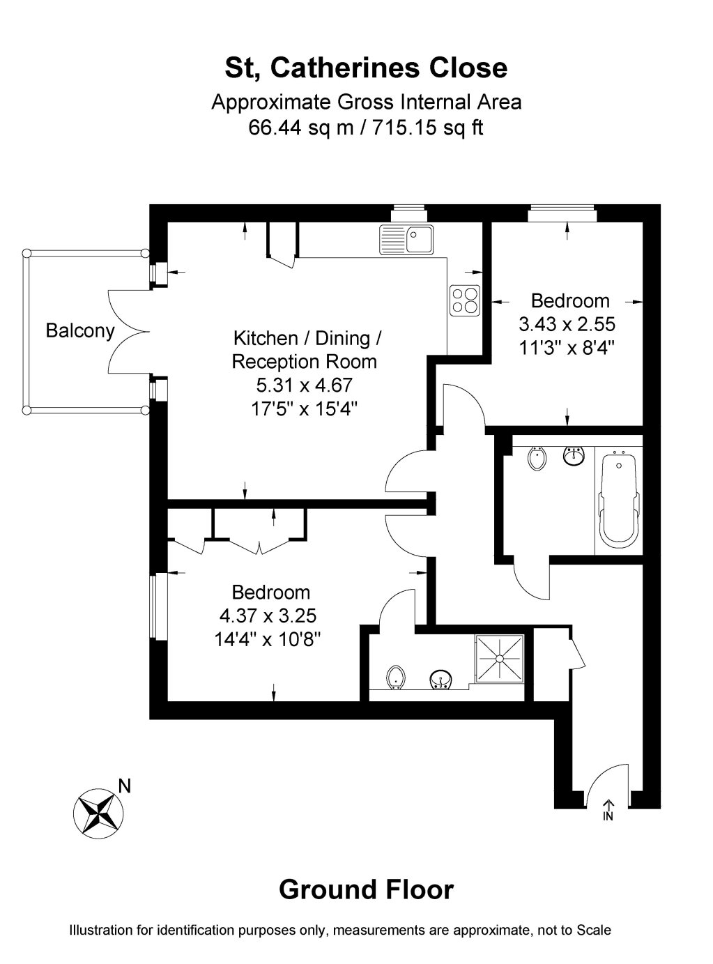 2 Bedrooms Flat to rent in St. Catherines Close, London SW20